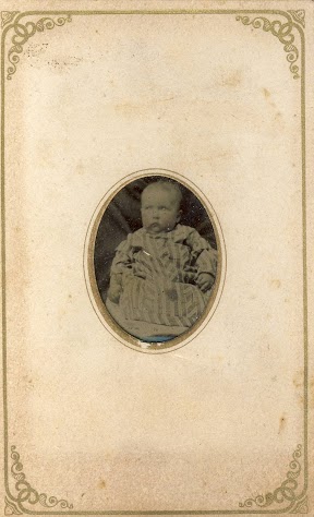 Identified as possibly Frank Boileau, born Oct. 4, 1889 in Centerville, IA.  Tintype photo taken in Centerville, Iowa.  (submitter:  Steve Larson)